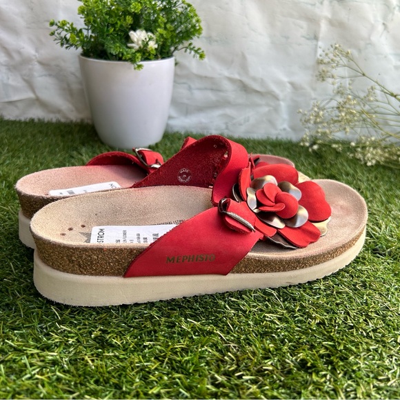 Mephisto Helen Flower Red Nubuck Comfort Sandal Women's sizes 38 US8 gently used - Picture 7 of 16